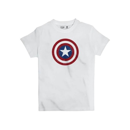 New Design Jobedu Marvel Captain America Shield Logo T-Shirt - White - تي-شيرت