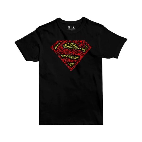 New Design Jobedu Superman Logo Calligraphy T-shirt - Black - تي-شيرت