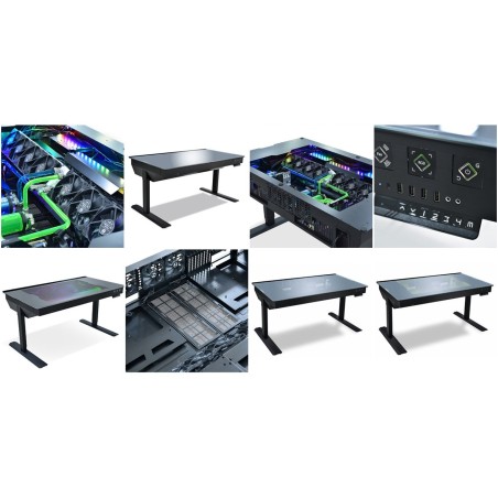 New Design Lian Li DK-05F Dual eATX Tempered Glass RGB Desk - Black - صندوق