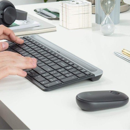 New Design Logitech Slim Wireless Keyboard And Mouse Combo MK470 - Graphite - لوحة مفاتيح و فأرة