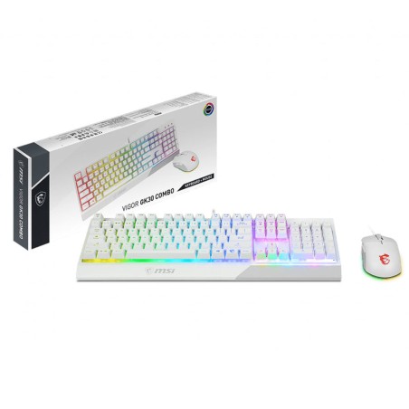 New Design MSI Vigor GK30 Arabic Gaming Keyboard & Mouse Combo - White - لوحة مفاتيح و فأرة