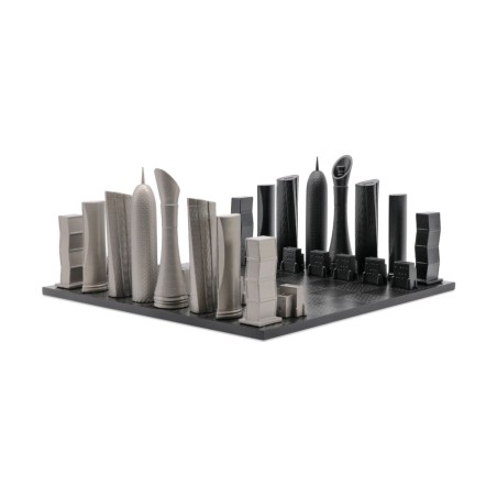 New Design Skyline Chess Stainless Steel Chess Board - Doha Edition - رقعة الشطرنج