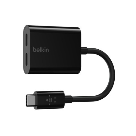 New Design Belkin RockStar USB-C Audio + Charge Adapter - Black - كابل