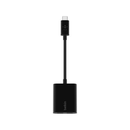 New Design Belkin RockStar USB-C Audio + Charge Adapter - Black - كابل