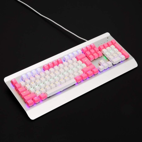 New Design Bossi 104 Key PBT Backlit Keycaps - White/Pink - أكسسوار لوحة مفاتيح