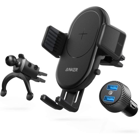 New Design Anker Power Wave 7.5 Car Mount - Black - شاحن لاسلكي