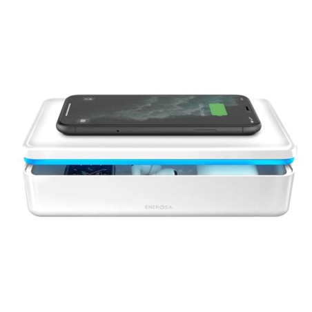 New Design Energea Stera360 UVC+UVA LED Sanitizing Box w/ Wireless Charging - White - شاحن لاسلكي